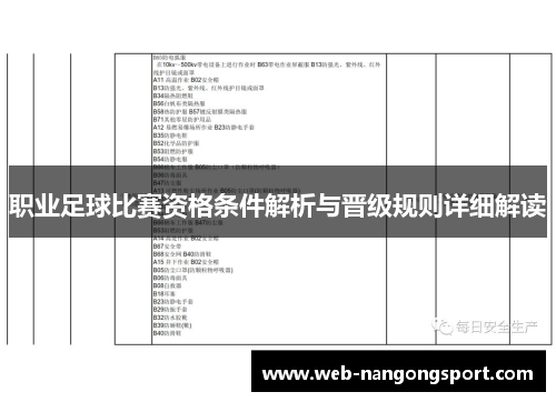 职业足球比赛资格条件解析与晋级规则详细解读